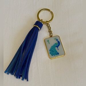 Oh My Mahjong Bird Bam Peacock Keychain with Tassel